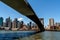 Brooklyn Bridge spanning across the East River from Lower Manhattan.