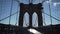 Brooklyn Bridge Tower on the wooden walkway