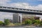 Brooklyn, New York: People relaxing on stairs on the Brooklyn waterfront