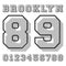 Brooklyn numbers t-shirt stamp. Minimal line design for t shirts applique, badge, label clothing, jeans, and casual wear