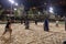 BROOKLYN, NYC - OCTOBER 07, 2019: Nun Sisters are Playing Volleyball in Brooklyn, NY at night