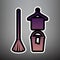 Broom, bucket and hanger sign. Vector. Violet gradient icon with