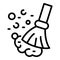 Broom clean disinfection icon, outline style