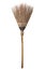 Broom for cleaning on dirty floor, cleaning set in house or work place, old broom isolate on white background