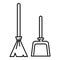 Broom dust pan icon, outline style