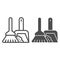 Broom and dustpan line and glyph icon. Cleaning tools vector illustration isolated on white. Household outline style