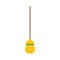 Broom equipment tool worl housework domestic. Wood yellow handle vector flat icon besom