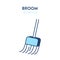 Broom flat outline icon. Vector illustration of long-handled brush of bristles or twigs, used for sweeping and cleaning