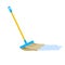 Broom for house cleaning. Mop tool with long orange handle.