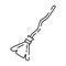 Broom icon line style. Broomstick of witch with stars for Halloween. Sign for tarot cards or game web design. Magic vector icon