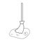 broom stick cleaning the yard. Black and white vector illustration for a coloring book