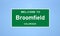 Broomfield, Colorado city limit sign. Town sign from the USA.