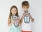 Brother Sister Holding Paper Glass Drinking