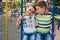 Brothers hug on playground