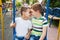 Brothers playing in the playground