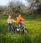 Brothers ride on bikes