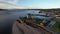 Brotie Castle on the banks of the River Tay at Brotie Ferry, Dundee, Scotland. View from above