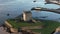 Brotie Castle on the banks of the River Tay at Brotie Ferry, Dundee, Scotland. View from above