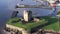 Brotie Castle on the banks of the River Tay at Brotie Ferry, Dundee, Scotland. View from above