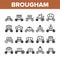 Brougham Collection Elements Icons Set Vector