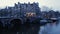 Brouwersgracht canal from day to night time lapse in Amsterdam