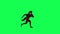 Brown 3D anthropomorphic magic horse in red tracksuit performing break dance from left angle on green screen 3D people walking bac