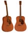 Brown acoustic guitar made by Mahogany wood on white background