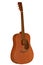 Brown acoustic guitar made by Mahogany wood on white background