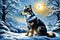 A brown ai-generated-dog in a winter setting generated by Ai
