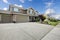 Brown American house with walkway