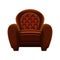 Brown armchair on white background