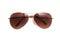 A brown aviator style sun shade glasses