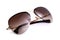 Brown aviator sunglasses on white