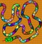 Brown background and colored snake