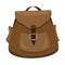 Brown backpack cartoon design isolated icon vector illustration.