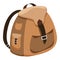 Brown backpack cartoon design isolated icon vector illustration.