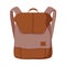 Brown Backpack for Schoolchildren or Students, Front View of Travel Bag Flat Style Vector Illustration on White