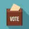 Brown ballot box for collecting votes icon