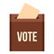 Brown ballot box for collecting votes icon