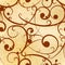 Brown baroque swirls on old paper, royal luxury seamless pattern