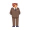 Brown Bear as Animal Office Employee Wearing Formal Corporate Suit Standing Vector Illustration