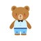 Brown Bear In Bow Tie, Blue Pants And White Top Cute Toy Baby Animal Dressed As Little Boy