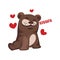 Brown bear in love saying Kisses vector illustration on a