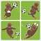 Brown bear plays football.Cartoon humorous illustration s