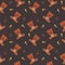 Brown bear seamless pattern. Little bear Ball and rattle. Dark background. Packaging, fabrics, scrapbooking and gift wrapping