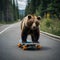 a brown bear is on a skateboard with orange wheels Bear on Board The Adventures of a Skateboarding
