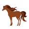 Brown beautiful horse with a long mane. Vector illustration