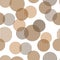 Brown and beige abstract simple striped circles geometric seamless pattern, vector