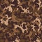 Brown beige camouflage seamless pattern. Modern military camo texture. Desert masking color.