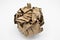 Brown and beige crumpled paper ball.